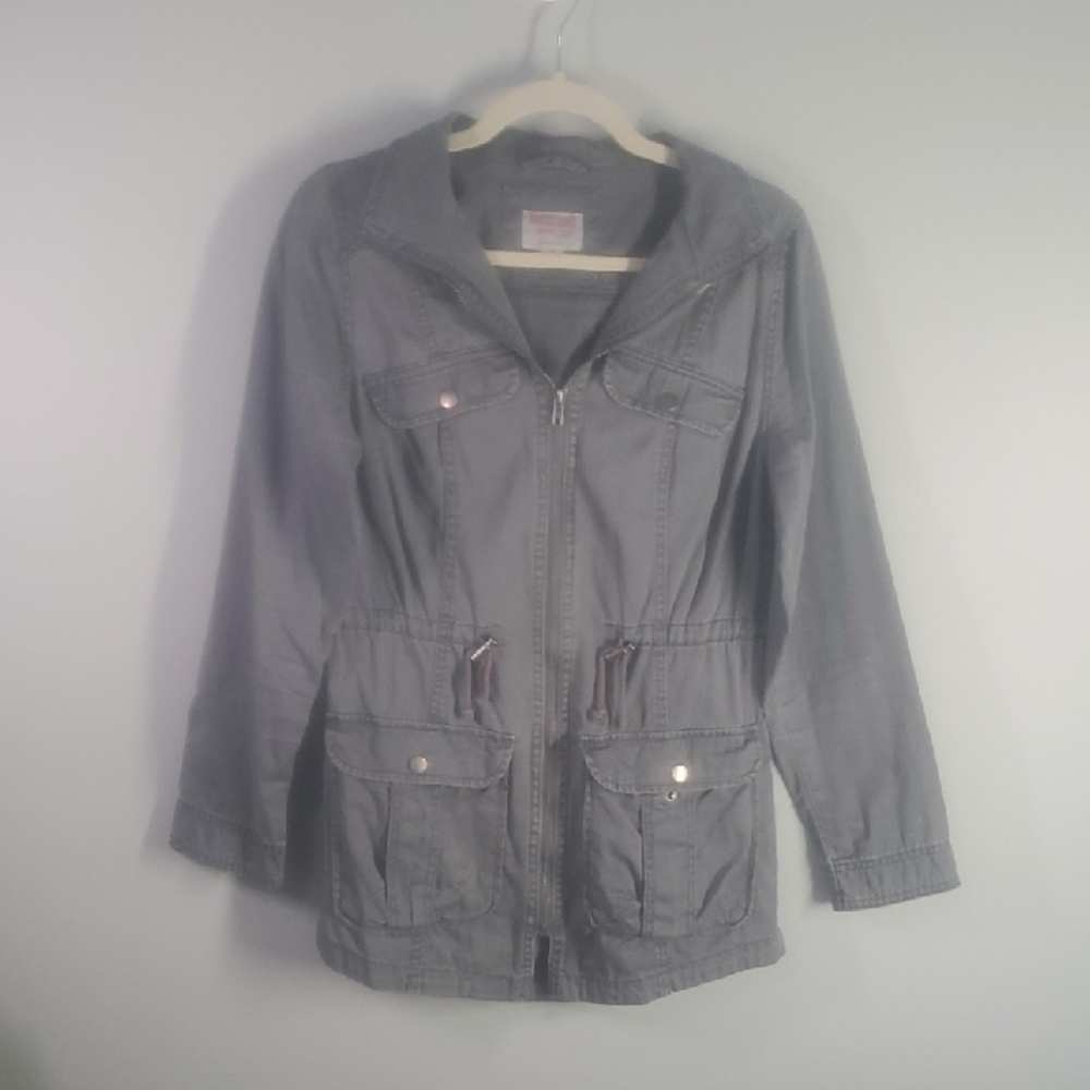 Mossimo Supply Co. Jacket Women's Size Small Utility in‎ Gray Snap cargo Pockets